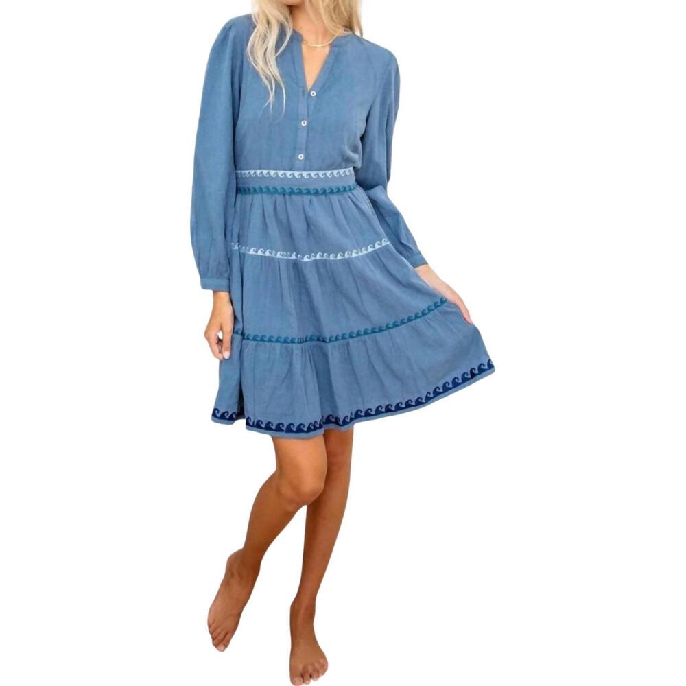 NEW ERICA WILSON surfside dress in blue